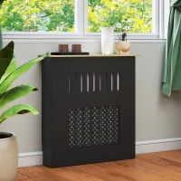 HOMCOM Cubre Radiadores 78x19x81 cm Cubierta para Radiador Diseño Moderno de Listones y Nido de Abeja Negro(m-9)