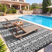 Outsunny Outdoor Teppich robuster Wetterfest Outdoorteppich, Carpet mit Boho-Style, Outdoor-Teppich für Wohnzimmer Balkon(m-8)