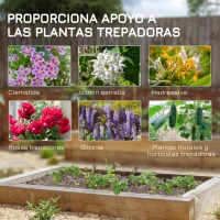 Outsunny Juego de 2 Enrejados de Jardín Soportes para Enredaderas de Acero para Flores Plantas en Patio 50x180 cm Negro(m-4)