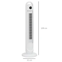 HOMCOM Torenventilator met Klimaatbeheersing, Timer, Afstandsbediening, Drie Modi, LCD-Display, Wit(m-3)