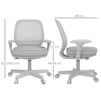 Vinsetto Bureaustoel, Ergonomische Bureaustoel met Draaifunctie, Verstelbaar 55 x 48 x 82,5-94,5 cm Grijs(m-3)