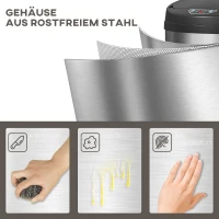 HOMCOM 30 Liter Sensor-Prullenbak met Soft-Close functie, contactloze afvalbak van roestvrij staal voor hygiënische keukens(m-6)