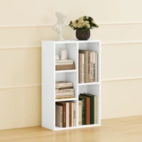 HOMCOM 2-Laags Boekenrek, 5 Vakken, Spaanplaat, Opbergrek, Wit(m-7)