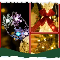 Outsunny 3-delige verlichte rendierfamilie | LED-kerstdecoratie met rode strik, staal & polyester, waterbestendig(m-7)