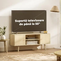HOMCOM Comodă TV pentru Televizoare de Până la 55", cu 2 Dulapuri și 2 Rafturi, Culoare Lemn(m-7)