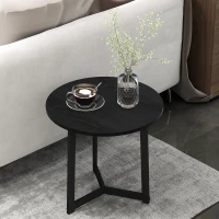 HOMCOM Moderne salontafels als 2-delige set, metalen frame, MDF, rond ontwerp, in elkaar schuifbaar, Zwart(m-7)