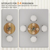 HOMCOM Ronde Eettafel, Eikenhoutlook, Compact Ontwerp, voor 2-4 Personen, Eik(m-4)