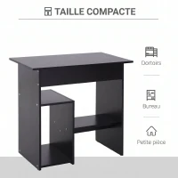 HOMCOM Bureau d'ordinateur, bureau avec rangement, plateau pour clavier et support de moniteur, 80 x 45 x 75 cm, noir(m-5)