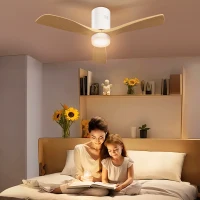 HOMCOM Plafondventilator met LED-Licht, 6 Snelheden, Afstandsbediening, Lichtbruin(m-2)
