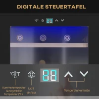 HOMCOM Wijnkoelkast voor 24 flessen, instelbare temperatuur van 5 tot 20° C, LED-verlichting, zwart, 43 x 45 x 75 cm(m-6)