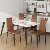 HOMCOM Set di 4 Sedie da Pranzo Moderne con Schienale Alto in Finta Pelle e Acciaio, 41x50x97 cm, Marrone(m-8)