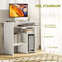 HOMCOM Computertafel, Bureau, Spaanplaat, Metaal, 80 x 45 x 75 cm, Wit(m-4)