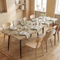 HOMCOM Esstisch für 4 Personen, 110 cm Nordischer Rechteckiger Küchentisch mit Stahlbeinen für Wohnzimmer und Esszimmer, Eiche(m-8)
