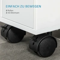 HOMCOM Badkamerkast op wielen, smal design, twee lades, vier wielen, wit, 16 x 49,5 x 66 cm(m-5)