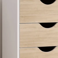 HOMCOM Cajonera Oficina con Ruedas y 5 Cajones Archivador Móvil, para Estudio Salón 40x40x67 cm Blanco y Natural(m-10)