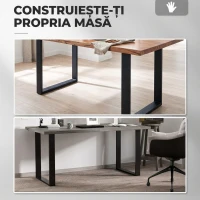 HOMCOM Set 2 picioare pentru masă dreptunghiulare, stil industrial, din oțel, capacitate 60 kg, 60x8x72 cm, negru(m-7)