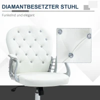 Vinsetto Bureaustoel, Ergonomische Bureaustoel met Armleuning, Gevoerde Rugleuning Wit(m-7)