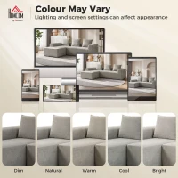 HOMCOM Canapé d'Angle en Chenille, Canapé 3 Places en L 242 cm avec Méridienne, Assise Profonde, Accoudoirs Larges, Gris Clair(m-9)