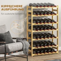 HOMCOM Wijnrek, 7 niveaus, voor 42 flessen, kantelbeveiliging, grenenhout, 63x25x102cm, naturel(m-6)