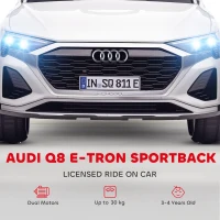 AIYAPLAY Carro Elétrico para Crianças Carro Audi Q8 Etron Sportback Infantil 12V Faróis Buzina e Música 98x49,5x43 cm Branco(m-4)