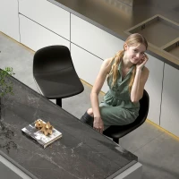 HOMCOM 2-delige Set Barkrukken, Draaibare Barstoelen met Kunstleren Bekleding, met Rugleuning en Voetsteun, Metalen Basis, Zwart(m-8)