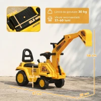 HOMCOM Excavator pentru Copii 18-48 de Luni cu Găleată și Spațiu de Depozitare(m-3)