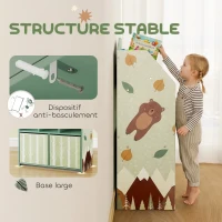 AIYAPLAY Meuble rangement enfant, bibliothèque enfants avec étagères ouvertes et 2 tiroirs en tissu, MDF, vert(m-6)