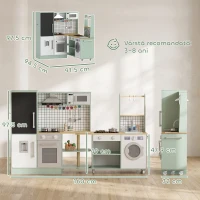 AIYAPLAY Bucătărie pentru Copii 3-8 Ani cu Blat Rotativ, Verde Deschis(m-3)