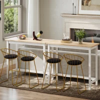 HOMCOM Bartafel, Eikenlook, compact, Plaats voor 2 Personen, Natuurhout+Wit(m-8)