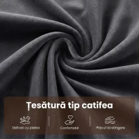 HOMCOM Fotoliu Extensibil 4 în 1 Tapițat, Rabatabil 3 Poziții, Catifea cu Roți, 73x90x83 cm, Gri Închis(m-7)