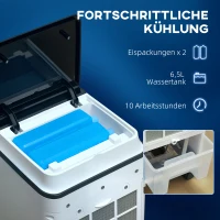 HOMCOM Ventilator, Luchtkoeler en Klimaatunit, 3 Modi, Afstandsbediening, Timer, Op Wielen, Wit(m-6)