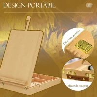 Vinsetto Șevalet de masă pliabil din lemn, reglabil în înălțime și unghi(m-7)