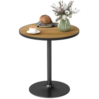 HOMCOM Ronde Eettafel, Eikenhoutlook, Compact Ontwerp, voor 2-4 Personen, Eik(m-10)