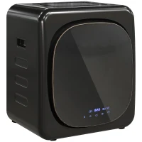 HOMCOM Wasdroger met UV-Desinfectie, Compact Ontwerp, 4 kg Capaciteit, Roestvrijstaal, Zwart(m-1)