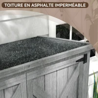 Outsunny Armoire de jardin, abri jardin sur pied, avec 2 étagères, toit incliné et bitumé, en bois massif, 90x54,5x168,5cm, gris(m-5)