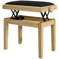 HOMCOM Banc de pian, Taburet reglabil pe înălţime 45-56 cm, Banc pentru claviatură, Şezut tapiţat din catifea, Lemn natural(m-8)