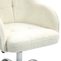 HOMCOM Homeoffice Stoel, Ergonomische Bureaustoel met Wippfunctie, Teddy-Velours 56 x 61 x 86 cm Cremewit(m-9)