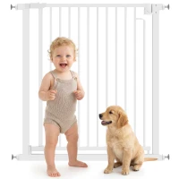 PawHut Barrière de sécurité pour chiens et bébés 76 à 80 cm avec extension fixation par pression sans perçage 76 à 80cm blanc(m-11)