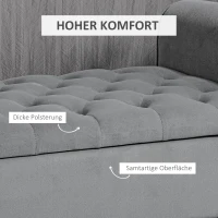 HOMCOM Zitbank Polsterbank Bedbank, Knoopstiksel, Fluweelachtige Afwerking, 126 cm x 48,5 cm x 57 cm, Grijs(m-5)
