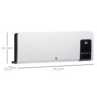 HOMCOM Elektrische verwarming, wandmontage, zwenkfunctie, 2 modi, timer, LED-display, Wit(m-3)