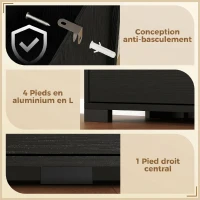 HOMCOM Meuble à chaussures 16 paires armoire à chaussures 4 tiroirs rabattables 2 portes en miroir étagères réglables noir(m-7)