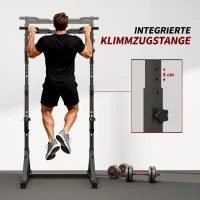 SPORTNOW Power Tower freistehend Dip Station mit Langhantelablagen, Kraftturm bis 200 kg aus Stahl, Schwarz(m-6)
