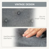 HOMCOM Zitbank, Gestoffeerde Bank met Opbergruimte, Linnenachtig Polyester, Rubberhout, 100 x 40 x 44 cm, Lichtgrijs(m-6)