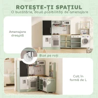 AIYAPLAY Bucătărie pentru Copii 3-8 Ani cu Blat Rotativ, Verde Deschis(m-5)