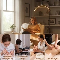 HOMCOM LED Halbmond Wimpern Lampe mit Telefonhalter 350° Drehbar Beauty-Ringlicht Warme Lampe mit Einstellbar Höhe(m-6)