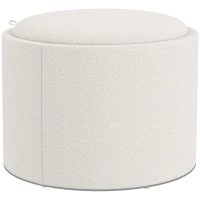 HOMCOM Opbergpoef met bekleding, verborgen opbergruimte, omkeerbare deksel, 56 cm x 56 cm x 42 cm, Crème + Natuur(m-1)