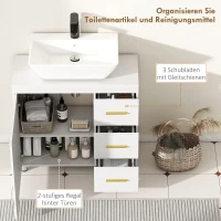 HOMCOM Badkameronderkast, 3-laags ontwerp, MDF, spaanplaat, Wit(m-6)