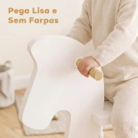HOMCOM Cavalinho de Baloiço para Crianças 1-3 Anos com Base em Madeira e Encosto de Segurança Branco(m-6)