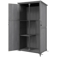 Outsunny Armoire de jardin, abri jardin sur pied, avec 2 étagères, toit incliné et bitumé, en bois massif, 90x54,5x168,5cm, gris(m-12)