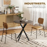 HOMCOM Masă Da Dining Rotund Stil Industrial Con Picioare în X Ø80x75 cm(m-5)